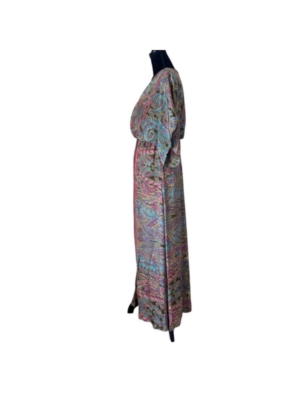 Mumey NWT silky long deep V beach cover up dress kaftan resort wear medium - Picture 5 of 16